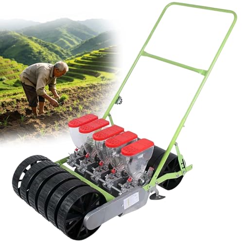 zhenmaster Manual Vegetable Seede, Hand Push Garden Seeder with Adjustable Row spacing. Available in 1/2/3/4/5/6 Row configurations, This Portable Manual Seeder Handles Corn, Soybean.(5row)