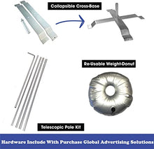 Global Advertising Solutions Rectangle Feather Flag Telescoping Hardware 15ft 5 Piece Pole Kits with Cross-Base and Weight-Donut Hardware Only. (Pack 5)
