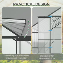 Outsunny 20' x 8' Polycarbonate Greenhouse Walk-in Aluminum Frame Clear