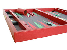 Zaza & Sacci Backgammon Set Genuine Leather Microfiber Surface 20" Red