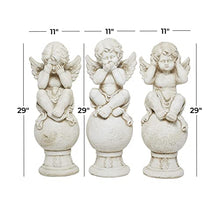Deco 79 Magnesium Oxide Biblical Angel Garden Sculpture Set of 3 White 11"W, 29"H