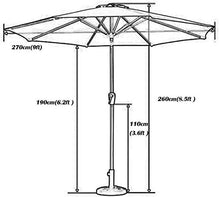 USZWBY Outdoor Garden Parasols White Garden Parasol 2.7m,Outdoor Sun Shade Umbrella with Crank Handle & Tilt Function,for Beach/Pool/Patio,UV Protective Without Base