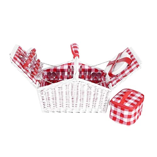 ZYBB Picnic Basket Wicker with Cutlery Insulation Bag Picnic Basket with Lid and Handles 46X31x44cm