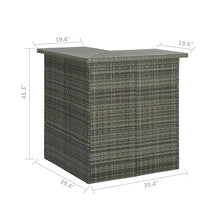 Benzara Shiro Outdoor Modular Corner Bar Table, 3 Shelf, Gray Rattan, 41 Inch