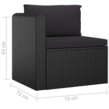 KPOTUERTU 9 Piece Patio Lounge Set with Cushions Poly Rattan Black