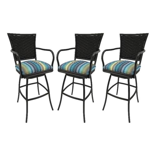 Set of 3 - Outdoor Indoor Extra Tall 34" Bar Stool - Erin on Brown Frame