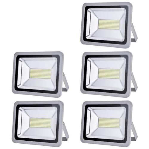 5 Pack 150W LED Flood Light Outdoor, Viugreum Super Bright Security Floodlights, 110V 12000LM Daylight White (6000K) LED Work Lights Landscape Wall Lights for Garage Garden Yard