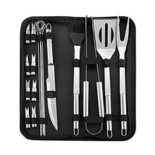 Stainless Steel BBQ Tools Set Spatula Fork Tongs Knife Brush Skewers Barbecue Grilling Utensil Camping Outdoor Cooking Tool Set (Size : 7 pcs) (18 pcs)
