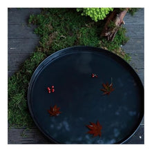 ZHONGCHENGWU Plant Saucers Round Ceramic Flowerware Plant Pallet, Flower Pot Drip Tray for Indoor Outdoor Black(Medium)