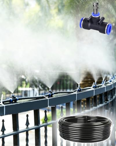 Oracra Site Fence Irrigation Sprinkler System with Hose & Nozzle, Hanging Drip Irrigation Cooling Kit for Duck Farms/Pig, Portable Garden Watering Sprayer
