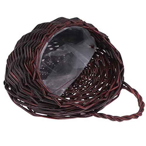 A1DFDFGOQSFG Flower Pot Flower Planter Wall Hanging Wicker Rattam Basket Garden Vine Pot Plants Holder (Color : OneColor) (Coffe)