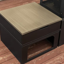 Deko Living 70 Inch Rectangular Outdoor Steel Woodburning Fireplace with Side Tables - Integrated Log Storage and Log Poker