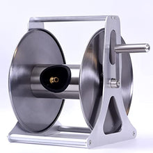 FKTHYO Portable Stainless Steel Hose Reel, Wall Mount Metal Hose Holder Garden Water Pipe Rack, Floor Standing Bracket Pipe Storage for Yard Lawn Farm Patio (B)