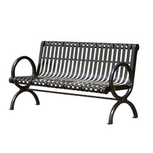 Outdoor Porch Garden Bench, Weatherproof Cast Iron Frame Chair Yard Front Porch Path Yard Lawn Bench,Park Bench with Armrests and Backrest,for Entrance Decor Deck Furniture