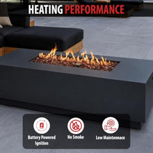 AMS 66" Rectangular Concrete Propane Gas Fire Pit Table only (Dark Gray)