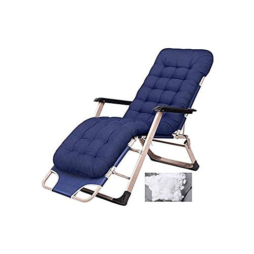 IIPOSAQQ Outdoor Zero Recliner Chair Adjustable Chaise Lounge Chair for Garden Patio Beach Porch Swimming Poolside Supports 200kg with Cushions (Color : Blue)