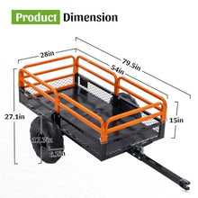 SRECELL Heavy Duty Dump Cart 1500 lb Capacity, 15 Cubic Feet Tow Behind Trailer for ATV, UTV, Lawn Tractor, Removable Sides, Dual Dump Control, All-Terrain Tires for Yard & Garden