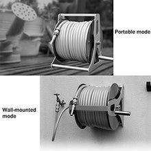 JKSVTF Garden Hose Reel Cart,Household Stainless Steel Car Wash Water Pipe Truck, Gardening Watering Pipe Storage Rack, Copper Water Gun + Water Pipe (Silver with 20m Hose)