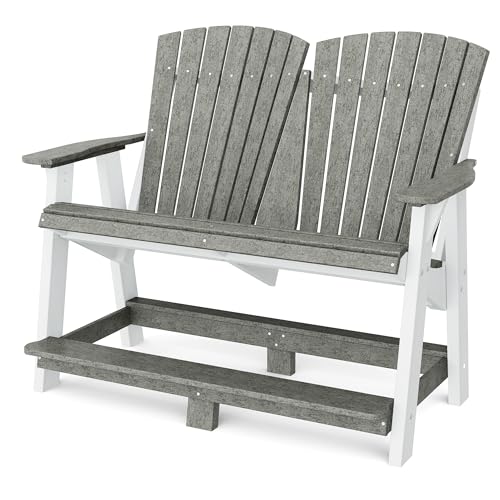 Wildridge Heritage Double High Adirondack Chair Dark Gray/White