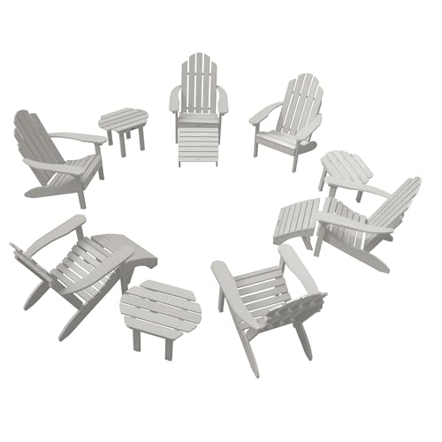 highwood Classic Adirondack Collection Westport Outdoor Fireside, 12 Pc Firepit Set, Harbor Gray