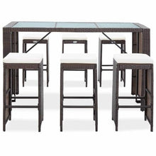 KDVXBCQJH 7-Piece Outdoor PE Rattan Bar Set with 6 Stools & Table, Brown