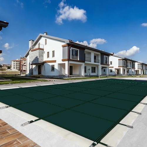 SHADEWIZ Swimming Pool Safety Underground Pool Cover, Swimming Pool Safety Cover, Cold Resistant Pool Cover 18' X 36' Contains All Hardware for Installation, Sturdy and wear-Resistant, Green