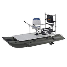 AQUOS Heavy-Duty 10.2ft Inflatable Pontoon Boat with Stainless Steel Guard and Folding Seat, Transom Hand Control 12V 65LBS Trolling Motor