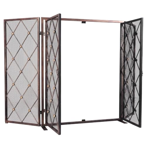 Generic 32inch Decorative Hearth Screen Metal Foldable with Doors Baby