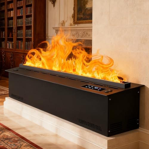 Sushangmao 2025 Upgraded Heater Water Vapor Fireplace/3d Atomizing Fireplace Recessed, 9 Color Adjustable Led Flame, App/Remote/Touch Control, 8-12h Duration, Low-Noise Humidifier 80cm