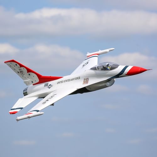 E-flite RC Airplane F-16 Thunderbirds 70mm EDF Jet BNF Basic Red/White