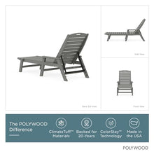 POLYWOOD NCC2280GY Nautical Arms Chaise, Slate Grey