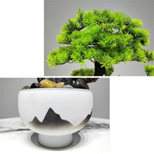YXIANG56Q Fake Plants Artificial Bonsai Tree with Chinese-Style White Ceramic Pot Potted House Plants Bonsai Tree