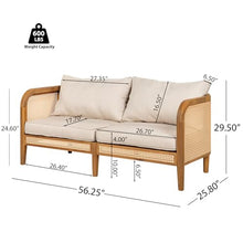 Christopher Knight Home Tilden Acacia Wood Outdoor Loveseat, 2-Seater Patio Furniture Sofa with Wicker Accent, Wooden Patio Sofa Couch with Armrest+Cushions, Comfy Lounging/Reading Chair, Teak+Beige