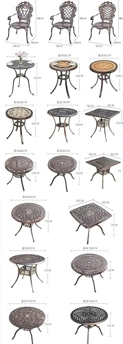 KUYBTU Garden Bench Cast Aluminium Bistro Set of 2 Chairs and Round Table,Outdoor Garden Furniture Sets for Dining, Patio, Terrace, Decking