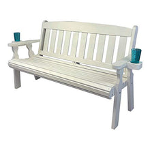 Amish Casual Heavy Duty 800 Lb Mission Pressure Treated Garden Bench with Cupholders (5 Foot, Semi-Solid White Stain)