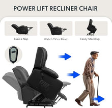 UOPYNE Oversized Power Lift Recliner Chair for Elderly, Electric Recliner Sofa with Heat and Massage, Living Room Comfort Leather Recliner Chair with Cup Holders, Side Pocket