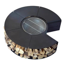 Decorative Fireplace Outdoor Fireplace, Round Wood Fire Pit with Storage, Modern Stainless Steel Burning Firepit for Outside Backyard Patio Deck and Garden(100cm)