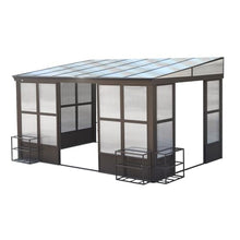 ANTSKU 10x14FT Wall Mounted Sunroom with Detachable Windows, Aluminum Solarium, Dark Brown