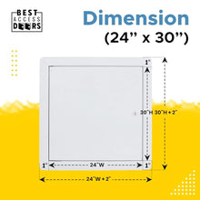 BEST BA-AHD 24" x 30" Metal Access Panel with Concealed Pin Hinge, LEED Compliant 16-Gauge Steel Access Door for Non-Rated Drywall/Ceilings, White Drywall Panel with Rounded Corners, Screwdriver Latch