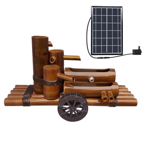 GenSDH Solar Bamboo Fountain, 27.5" Zen Fountain Kit,Outdoor Landscaping Water Circulation System, for DIY Indoor/Outdoor Oasis