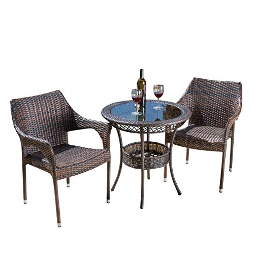 Christopher Knight Home Mirage 3 Piece Outdoor Bistro Set Brown