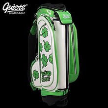 Guiote Golf Stand Bag Pu Leather Golf Carry Bag Embroidery Series 8-Ways 9.0" White Lucky Clover
