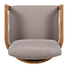 Merax Acacia Wood Outdoor Club Chair Set of 2,Woven Rope Accents Design,Wooden Patio Accent Chair Set,Comfy Reading Seat with Removable Cushion,Patio Furniture Set,Gray+Teak