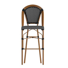 EMMA + OLIVER Black/White PE Rattan Bistro Bar Stool, 2-Pack