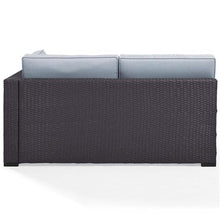 Afuera Living Wicker Patio Loveseat, 62.25" Wide, Resin Rattan & Steel Frame, Mist Blue/Brown, Weatherproof Fabric, Handwoven, UV-Proof Outdoor Sofa with Adjustable Levelers, Cushions for Backyard
