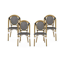 Christopher Knight Home Gwendolyn Outdoor French Bistro Chairs Set of 4 Black White Bamboo Print Finish