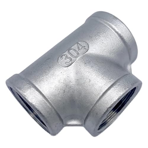 Monjule 1/8" 1/4" 3/8" 1/2" 3/4" 1" 2" 3" NPT Female Tee 3 Ways Splitter 201 304 316 Stainless Steel Pipe Fitting Connector Coupler(NPT SS304,3")