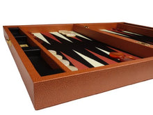Zaza & Sacci Leather Microfiber Backgammon Set 20" Large Brown Case