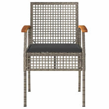 HFXHIJXQ 4-Pack Grey Brown Outdoor Dining Chairs Set 22x21x34 in PE Rattan Wicker Patio Seat with Cushions Modern Garden Balcony Lawn Seating for Patio Poolside Backyard