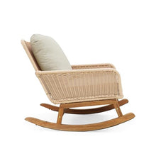 Spollowe Wicker Rocking Chair with Cushion, Beige Indoor Outdoor Patio